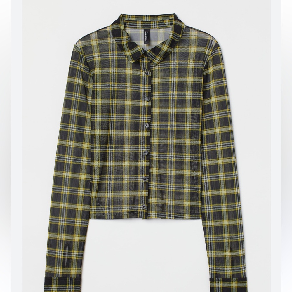 H&M | Yellow and black mesh shirt. Size Small